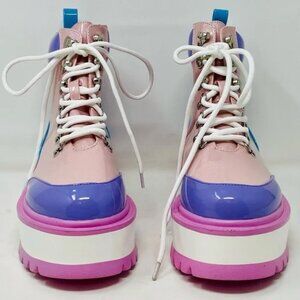 Koi Pink and Purple Lace Up Platform Boots